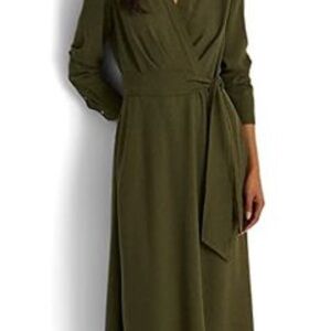 Lauren Ralph Lauren Long Sleeve Tropical Olive Day Dress